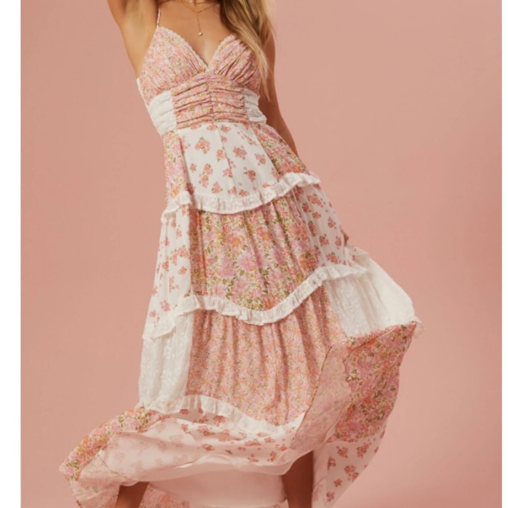 Aderny Patchwork Floral Maxi Dress
